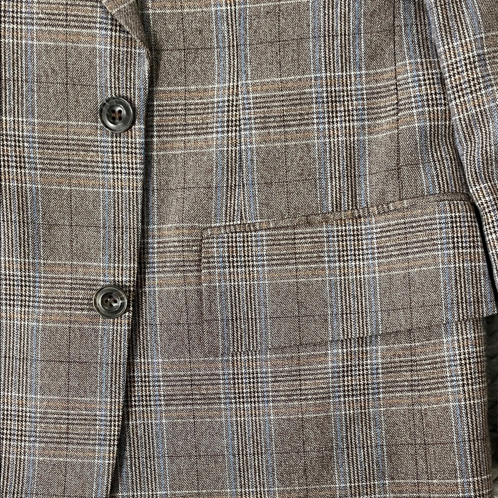 Vintage Brown and Blue Plaid Men's Blazer - Picture 3 of 10